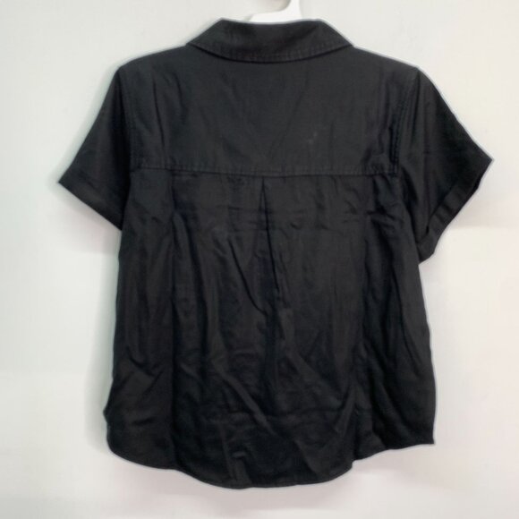 Members Mark Women's S Short Sleeve Tencel Lyocell Camp Shirt Black Size Small - Picture 3 of 8